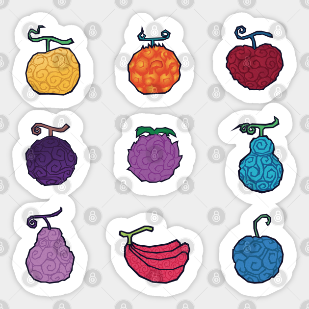 One Piece Devil Fruits ( 9 in 1) One Piece Sticker TeePublic